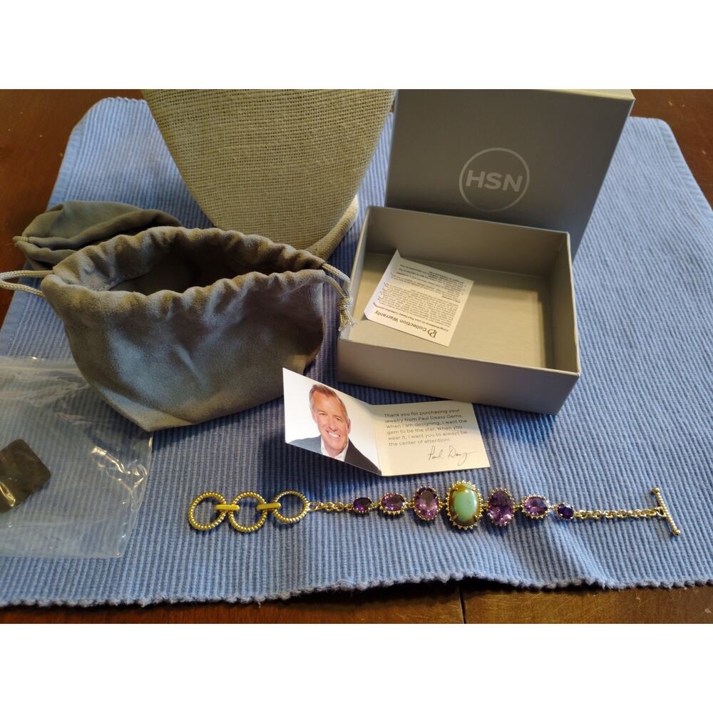 Paul Deasy Turquoise/Amethyst Bracelet 925 UTC India Brand New In Box